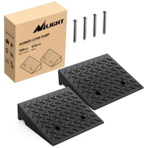 4.3 Inch 7000lbs Load Capacity Rise Height Heavy Duty Rubber Curb Ramp (Pair)
