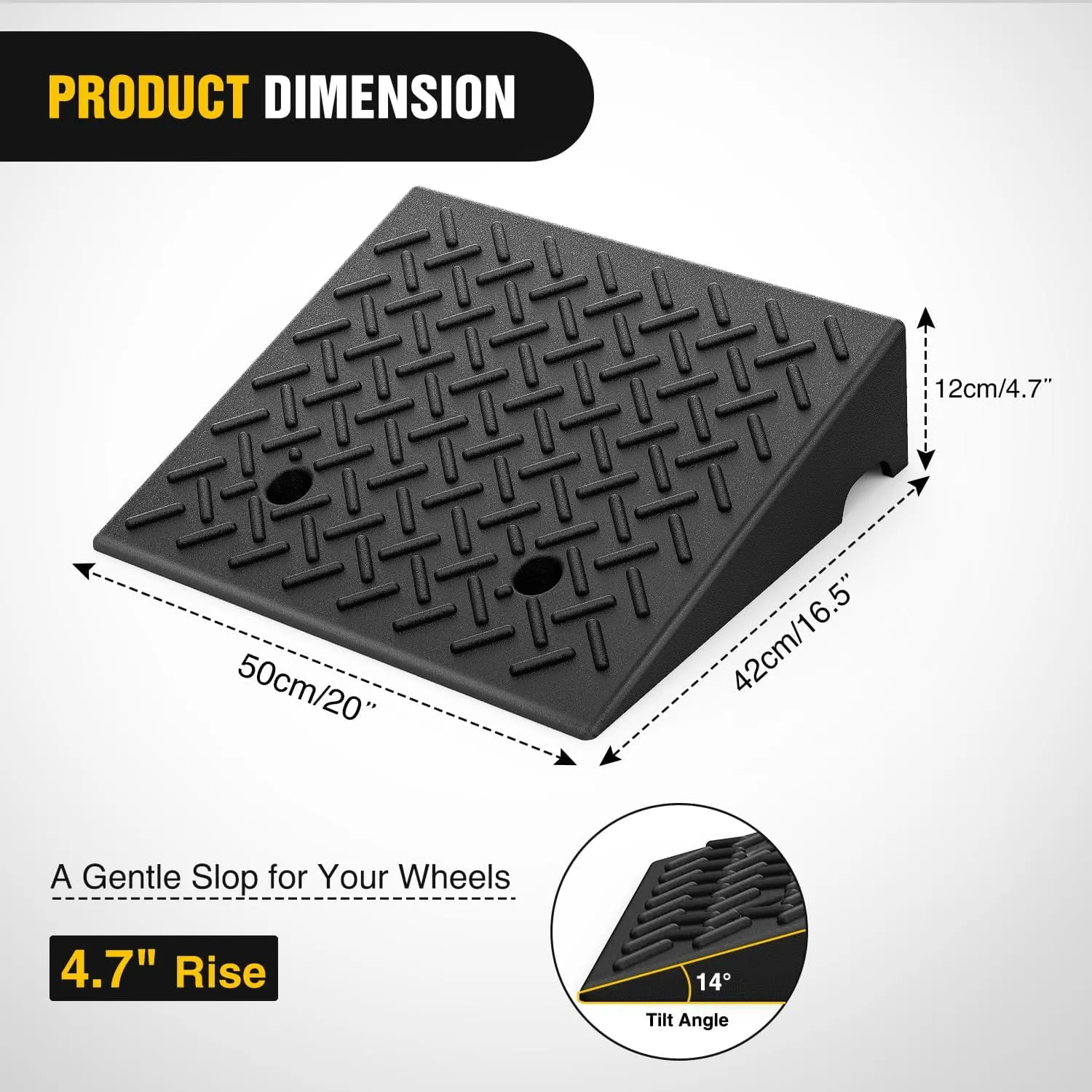 4.7 Inch 7000lbs Load Capacity Rise Height Heavy Duty Rubber Curb Ramp (Pair)