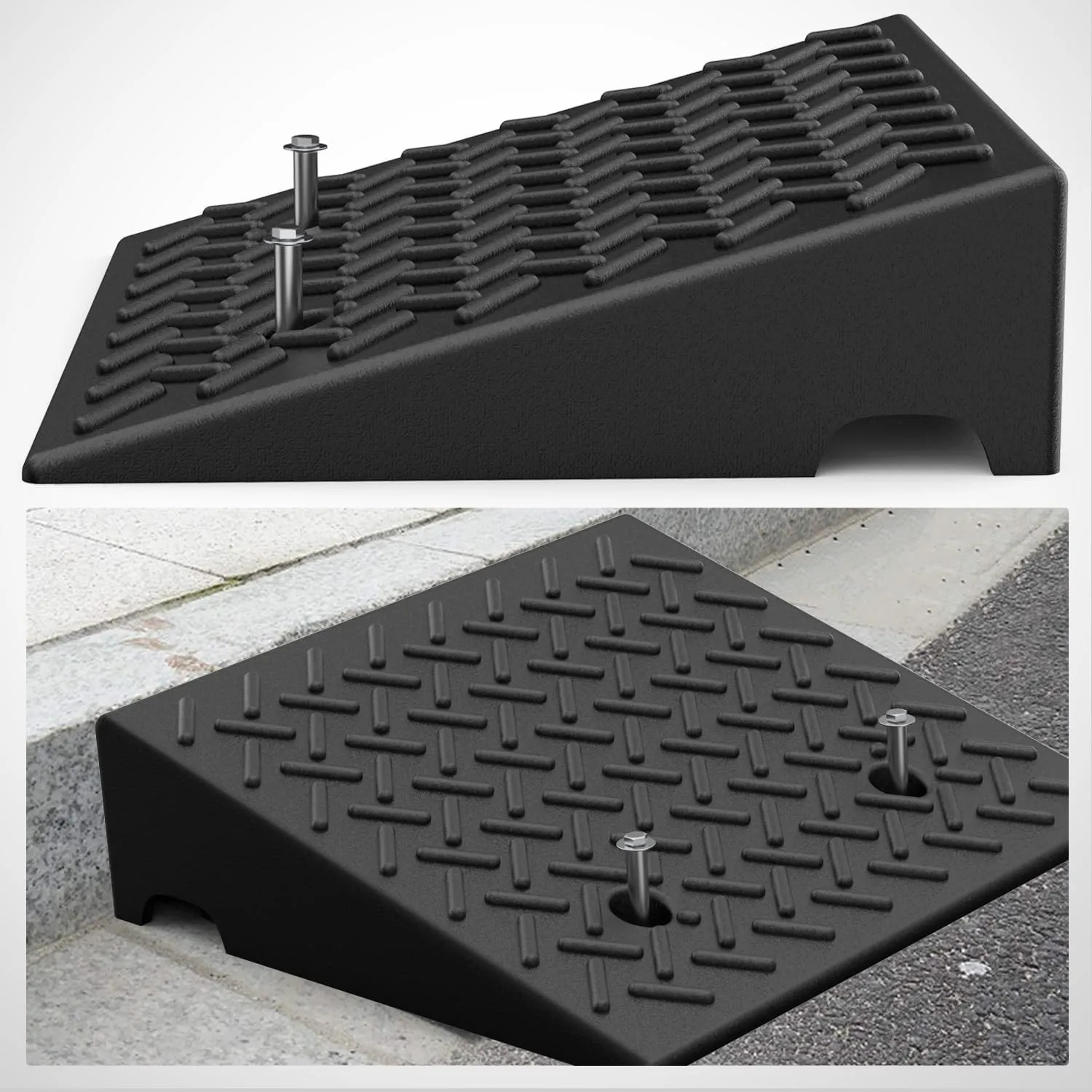 4.7 Inch 7000lbs Load Capacity Rise Height Heavy Duty Rubber Curb Ramp (Pair)