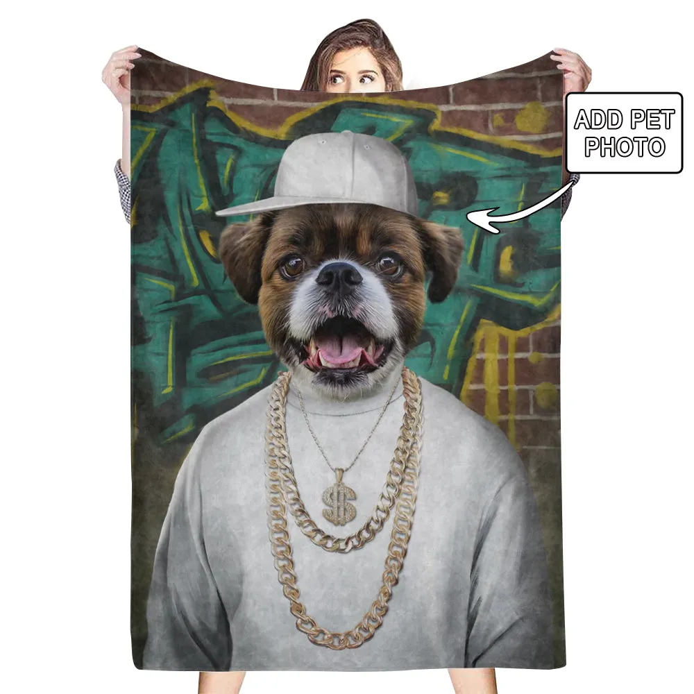 Custom Pet Photo Blankets Fleece The Rapper Blanket