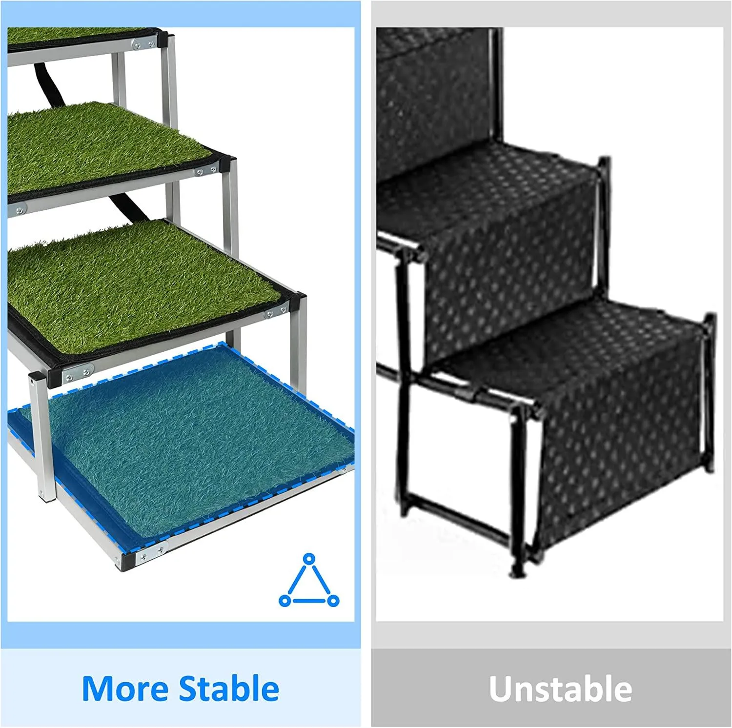 Foldable Aluminum Alloy 6 Steps Dog Stairs with Artificial Turf Non-Slip Surface for Large Dogs, Supports up to 150Lbs