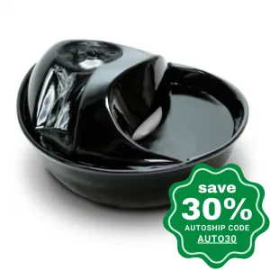 Pioneer Pet - Drinking Fountain - Ceramic - Raindrop - Black - 60OZ (9.75 x 11.75 x 4.25 in)