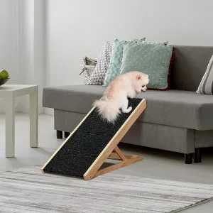 Retails $99 New PawHut Dog Ramp for Bed Couch, Foldable Wooden Pet Ramp Height Adjustable 4 Levels, for Cats Large Dogs with Non Slip Carpeted Surface, Natural