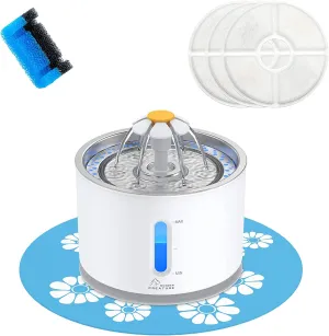 Stainless Steel Cat Water Fountain: LED Light, 81oz